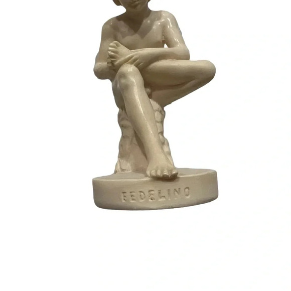 Vintage‎ Fedelino Boy On Tree Stump Removing Thorn - Picture 3 of 4